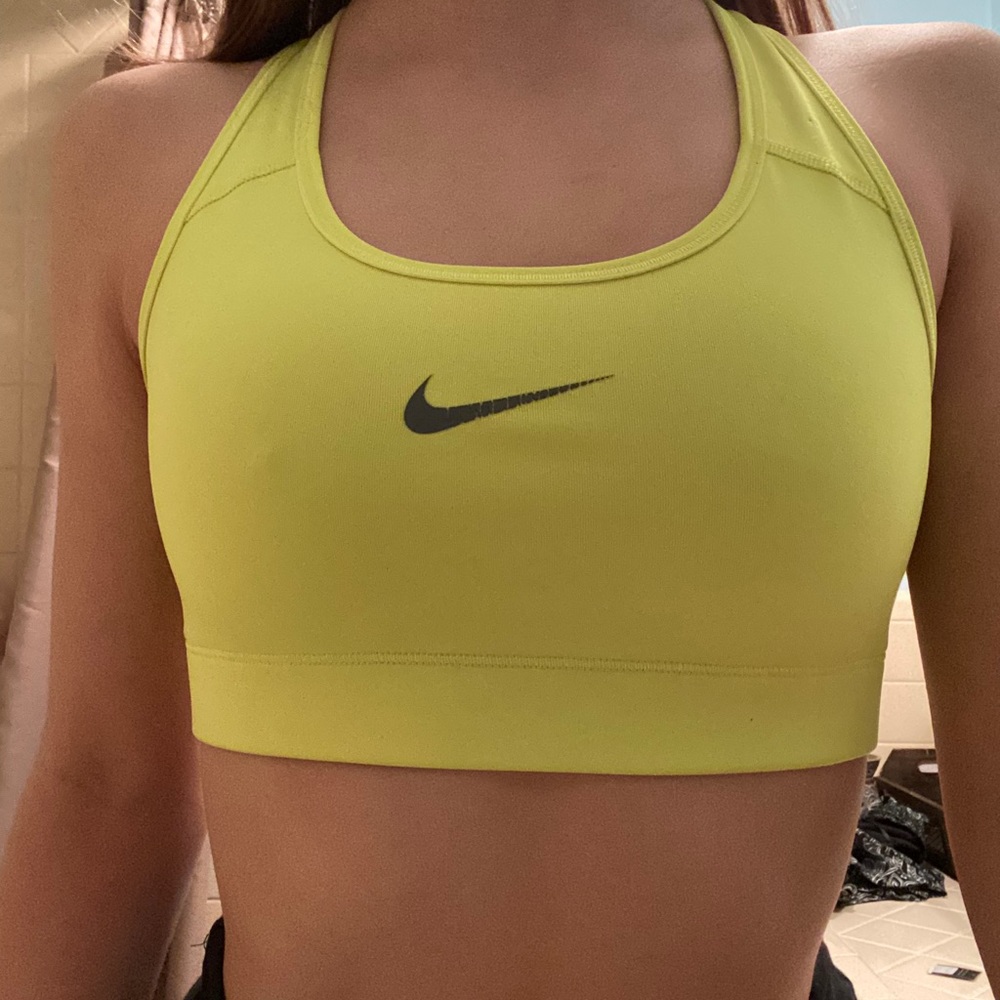 Yellow Nike Sports Bra Workout Fitness Top